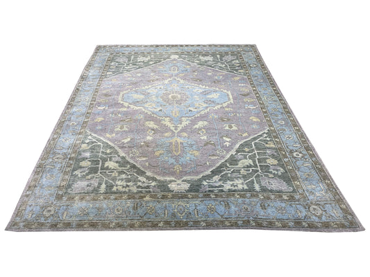 Lavender, Blue 100% Mohair Goat Wool Traditional Tebriz Area Rug 10.3x13.2ft 311x400Cms