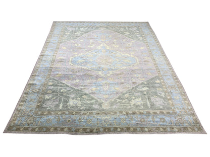 Lavender, Blue 100% Mohair Goat Wool Traditional Tebriz Area Rug 10.3x13.2ft 311x400Cms