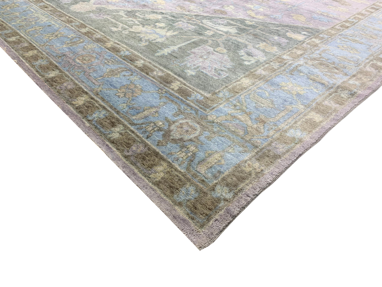 Lavender, Blue 100% Mohair Goat Wool Traditional Tebriz Area Rug 10.3x13.2ft 311x400Cms