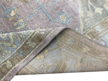 Lavender, Blue 100% Mohair Goat Wool Traditional Tebriz Area Rug 10.3x13.2ft 311x400Cms