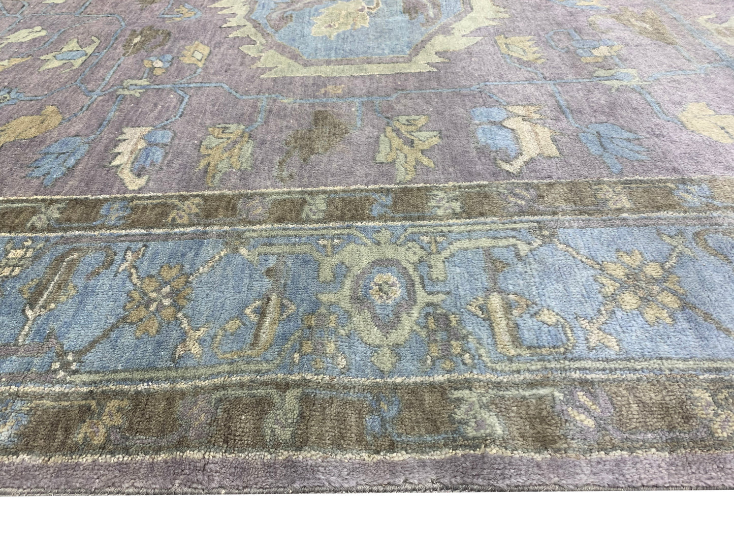 Lavender, Blue 100% Mohair Goat Wool Traditional Tebriz Area Rug 10.3x13.2ft 311x400Cms