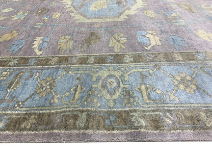 Lavender, Blue 100% Mohair Goat Wool Traditional Tebriz Area Rug 10.3x13.2ft 311x400Cms