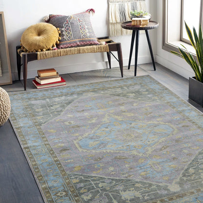 Lavender, Blue 100% Mohair Goat Wool Traditional Tebriz Area Rug 10.3x13.2ft 311x400Cms