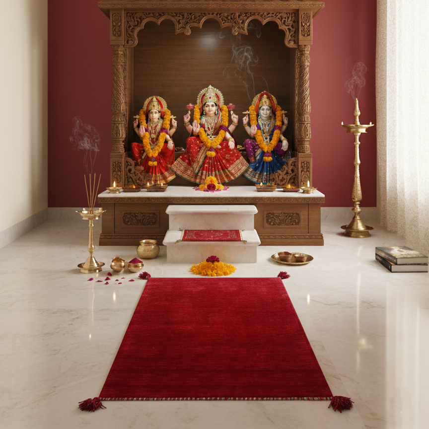 Plain Red, Pure Wool, Modern Handloom 2.3x4.7Ft 70x141Cms Area Rug