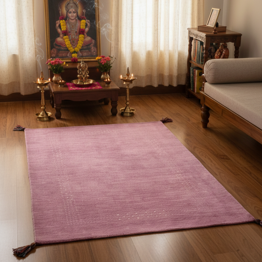 Lavender, Pure Wool, Modern Handloom 3.0x4.11Ft 91x149Cms Area Rug