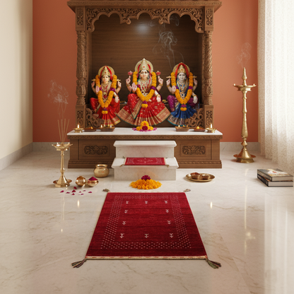 Red, Pure Wool, Modern Handloom 2.0x3.0Ft 61x92Cms Area Rug