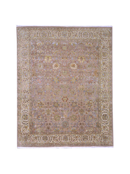 Ivory and Multy Pure Silk Traditional Handknotted 7.10x9.9Ft 240x296Cms Area Rug