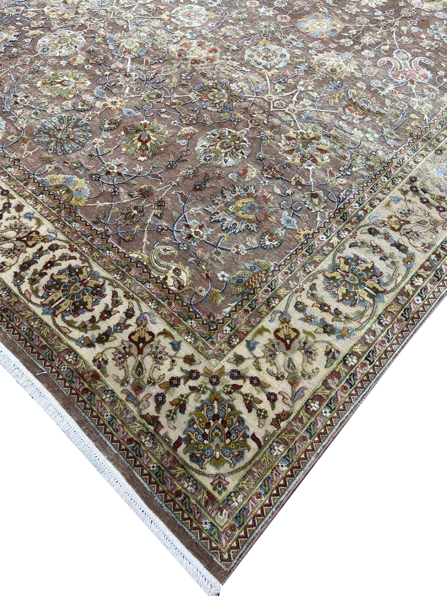 Ivory and Multy Pure Silk Traditional Handknotted 7.10x9.9Ft 240x296Cms Area Rug