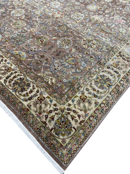 Ivory and Multy Pure Silk Traditional Handknotted 7.10x9.9Ft 240x296Cms Area Rug