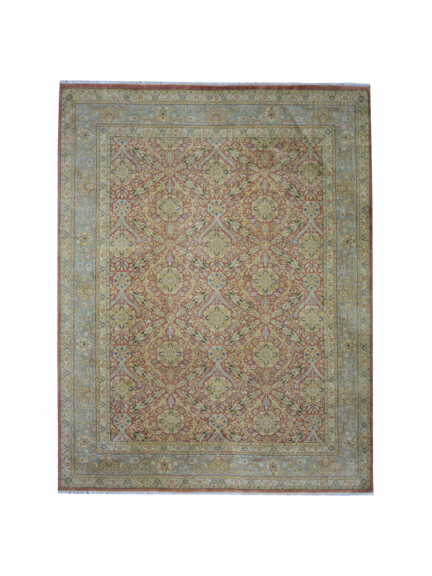 Rust Red, Pure Silk Traditional Handknotted 9.2x11.10Ft 279x361Cms Area Rug