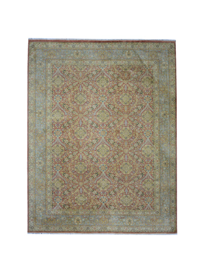 Rust Red, Pure Silk Traditional Handknotted 9.2x11.10Ft 279x361Cms Area Rug