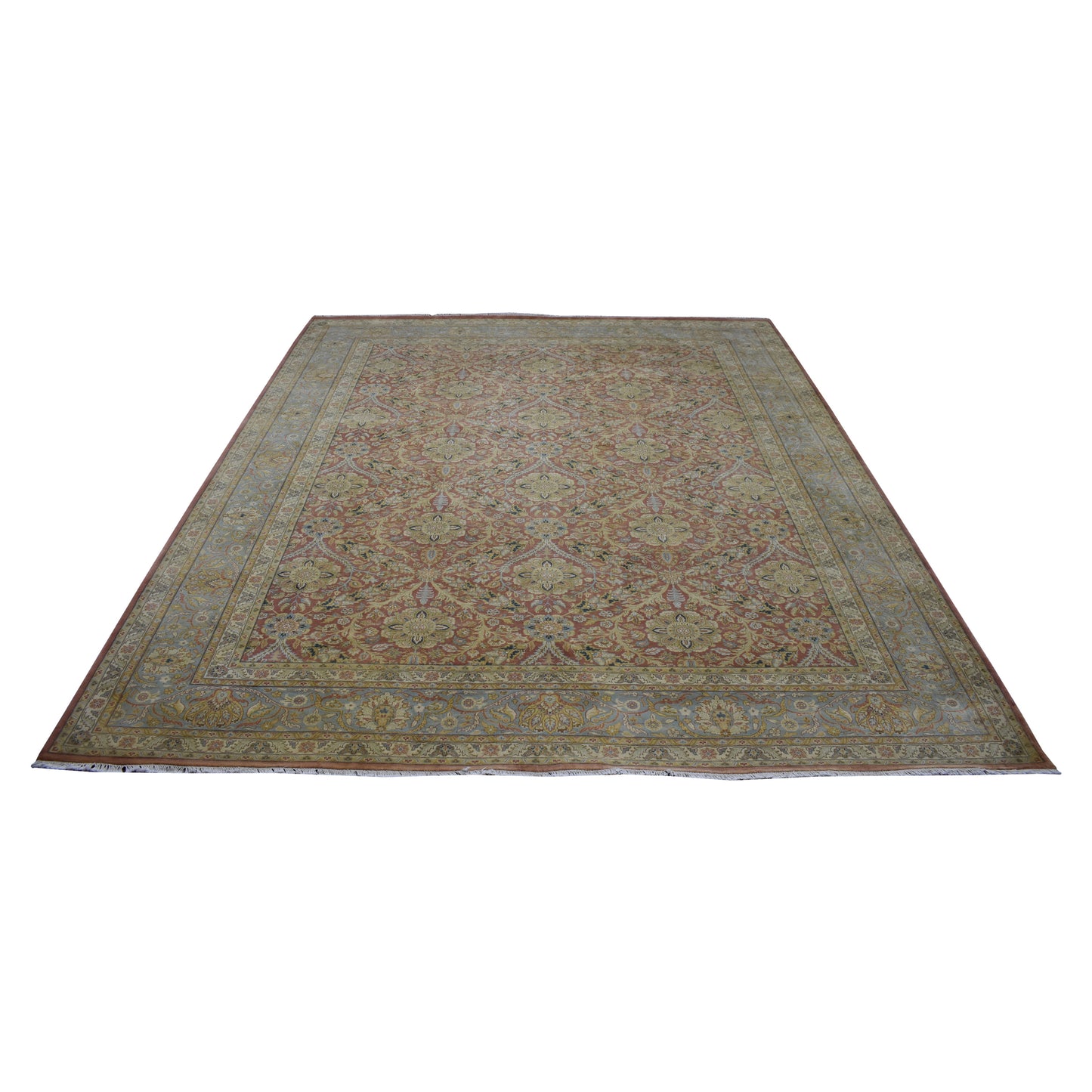 Rust Red, Pure Silk Traditional Handknotted 9.2x11.10Ft 279x361Cms Area Rug