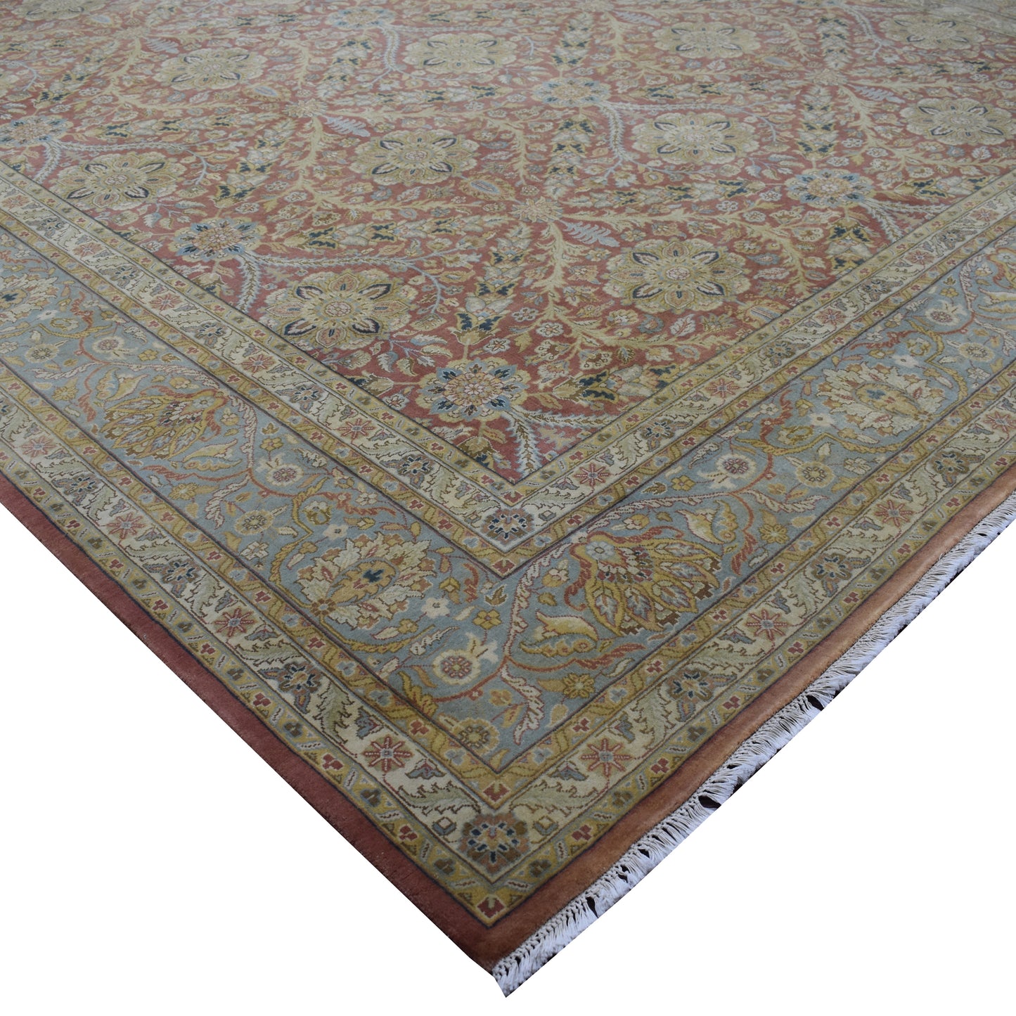 Rust Red, Pure Silk Traditional Handknotted 9.2x11.10Ft 279x361Cms Area Rug