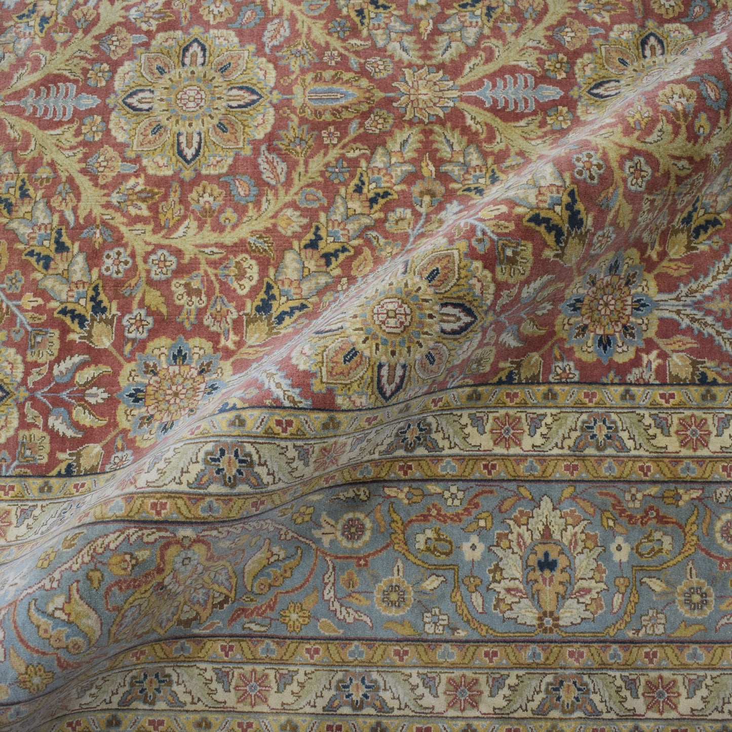 Rust Red, Pure Silk Traditional Handknotted 9.2x11.10Ft 279x361Cms Area Rug