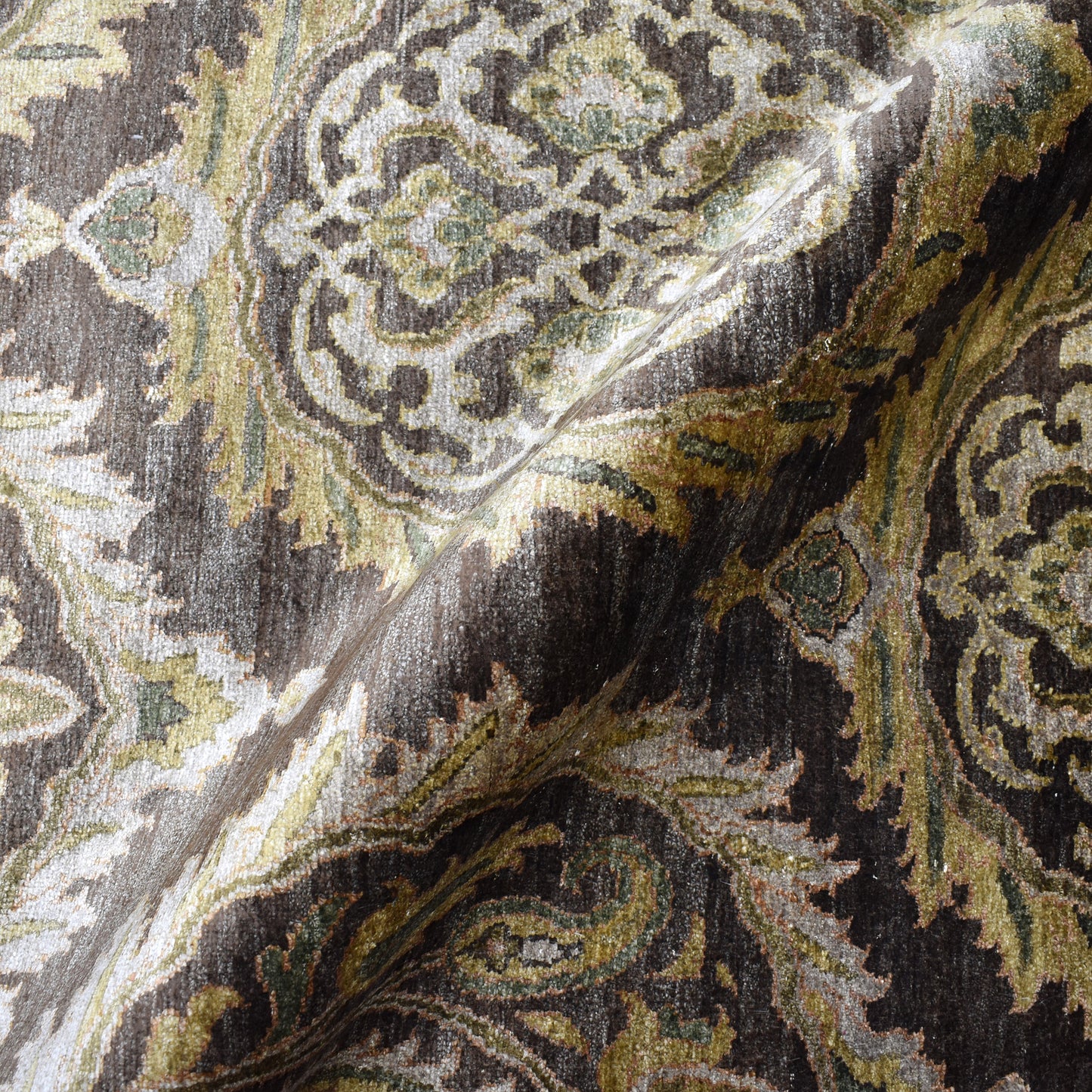 Brown Ivory, Pure Silk Transitional Handknotted 8.11X11.11Ft 271x362Cms Area Rug