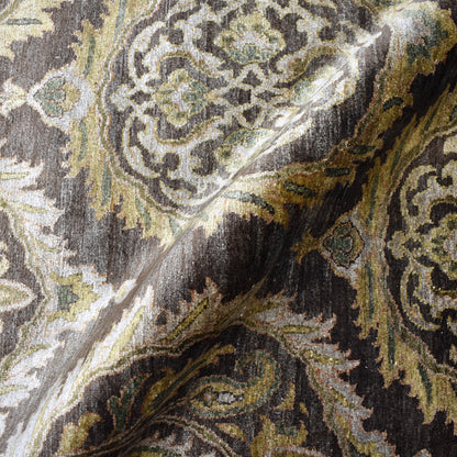 Brown Ivory, Pure Silk Transitional Handknotted 8.11X11.11Ft 271x362Cms Area Rug