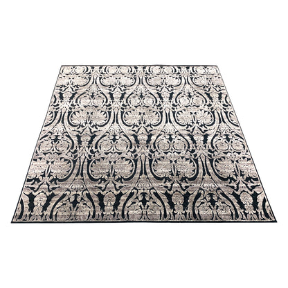 Black and Silver, Silk and Wool Oxidized Assorted Transitional Handknotted 7.10x8.1Ft 240x247Cms Area Rug
