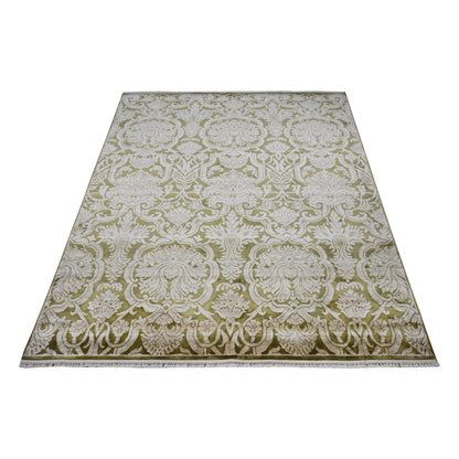 Get trendy with Elegacy Olive Green and Ivory Transitional Damask Handknotted Area Rug - Contemporary Rugs available at Jaipur Oriental Rugs. Grab yours for $5795.00 today!