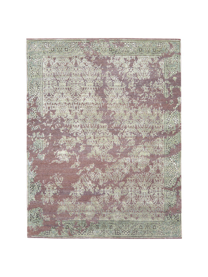 Camel, Ivory and Rust Silk and Wool Transitional Handknotted Area Rug