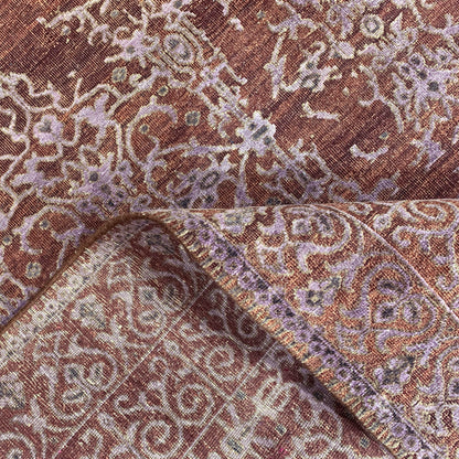 Brown and Silver, Silk and Wool Oxidized Assorted Transitional Erased Handknotted 7.9x7.8Ft 235x235Cms Area Rug