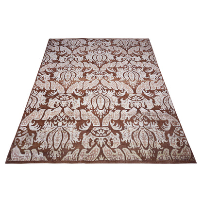 Crown Damask Rust, Gold and Brown Transitional Handknotted Area Rug