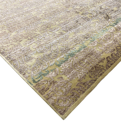 Silver and Brown, Silk and Wool Oxidized Assorted Transitional Handknotted 7.10x8.0Ft 240x244Cms Area Rug