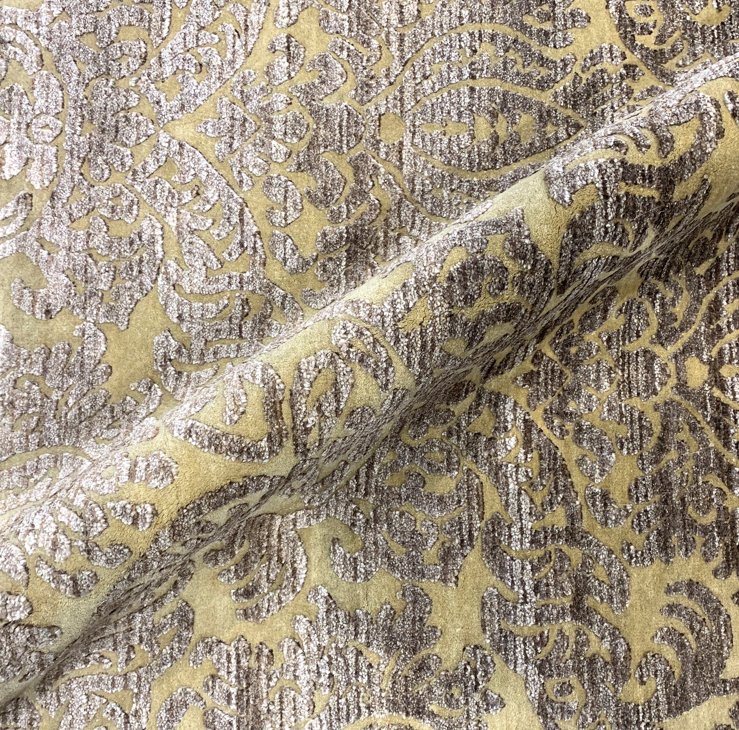 Silver and Brown, Silk and Wool Oxidized Assorted Transitional Handknotted 7.10x8.0Ft 240x244Cms Area Rug