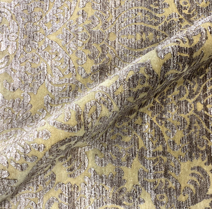 Silver and Brown, Silk and Wool Oxidized Assorted Transitional Handknotted 7.10x8.0Ft 240x244Cms Area Rug