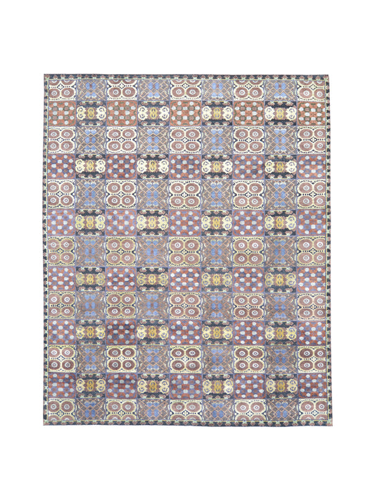 Brown and Multi Silk and Wool Transitional Mamluk Handknotted Area Rug