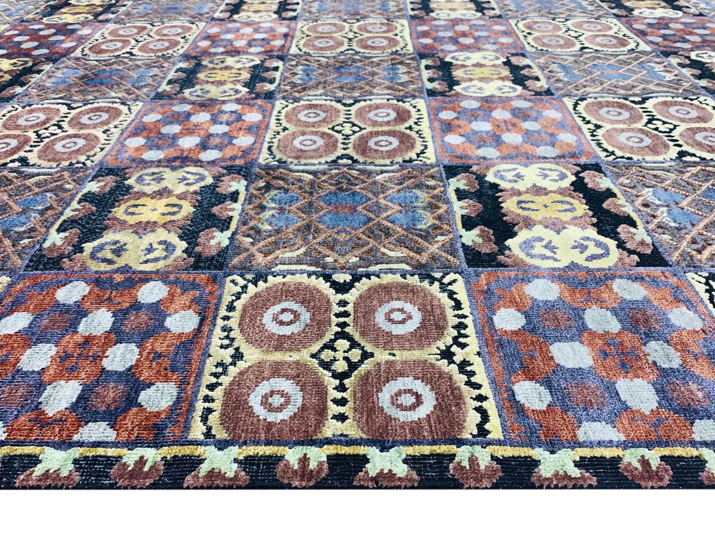 Brown and Multi Silk and Wool Transitional Mamluk Handknotted Area Rug