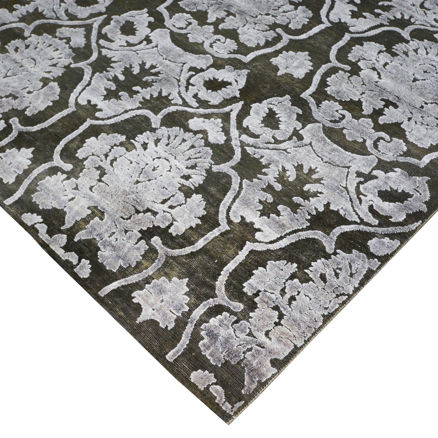 Get trendy with Crown Damask Brown and Ivory Transitional Handknotted Area Rug - Transitional Rugs available at Jaipur Oriental Rugs. Grab yours for $4330.00 today!