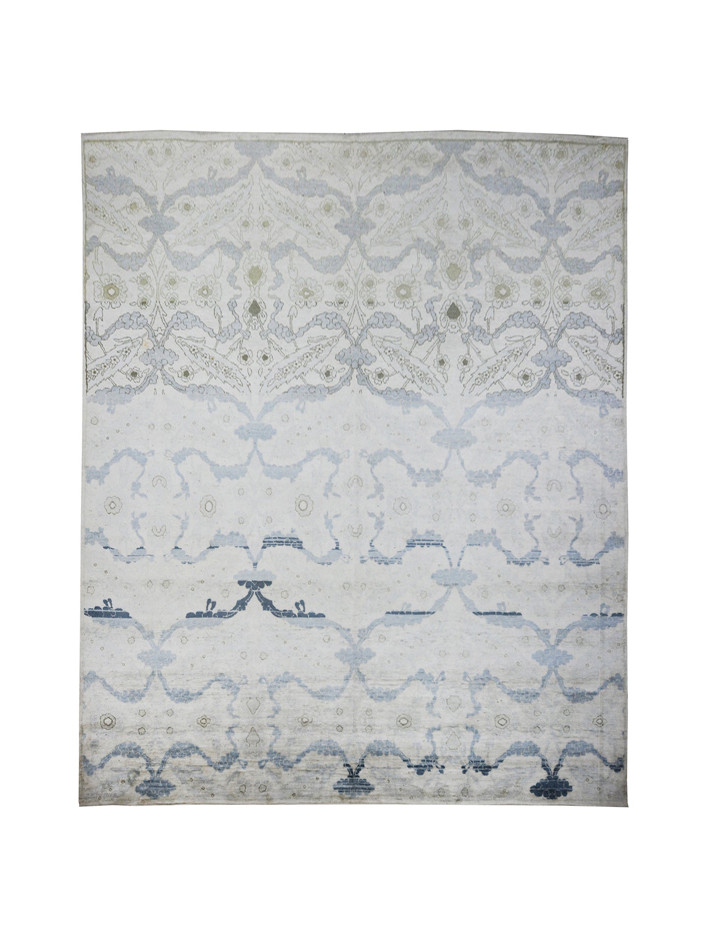 L. Blue Grey, Pure Silk Modern Crown Handknotted 7.11x9.3Ft 238x280Cms Area Rug