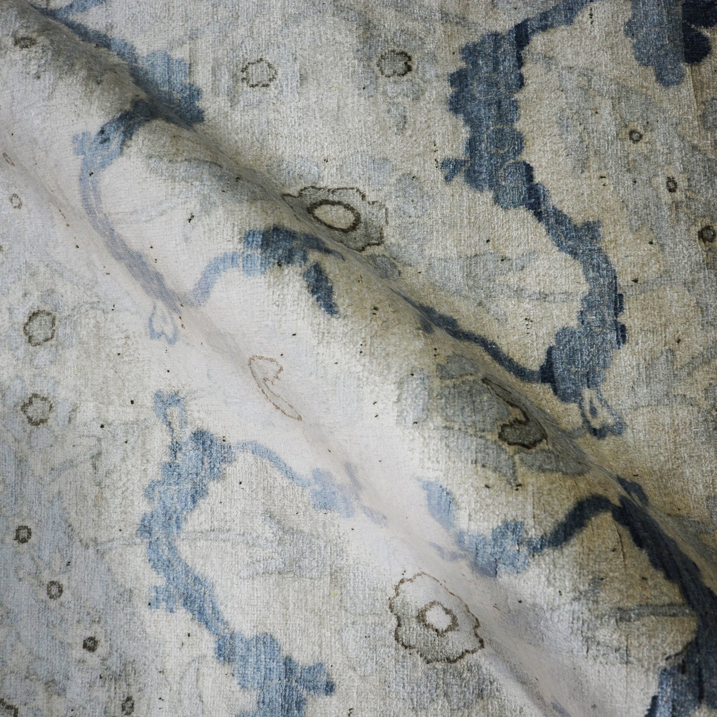 L. Blue Grey, Pure Silk Modern Crown Handknotted 7.11x9.3Ft 238x280Cms Area Rug