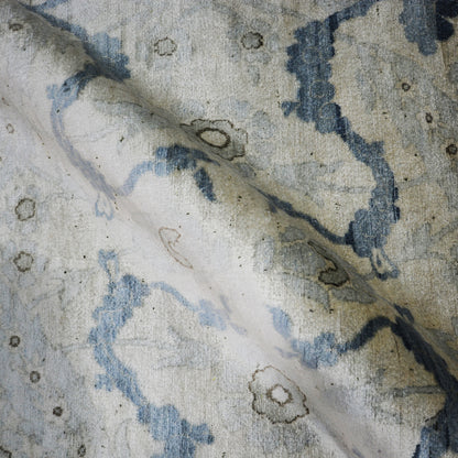 L. Blue Grey, Pure Silk Modern Crown Handknotted 7.11x9.3Ft 238x280Cms Area Rug