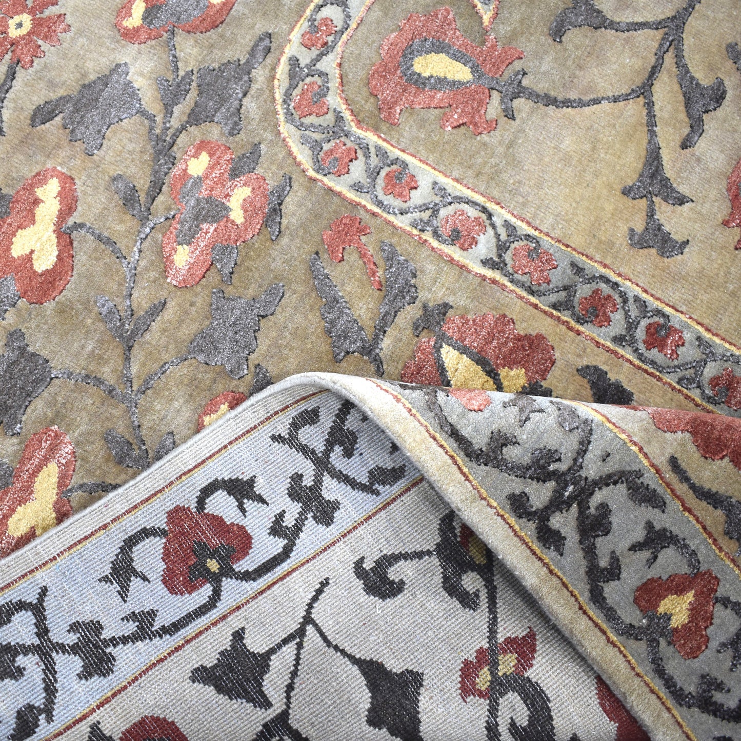 Get trendy with Uzbek Suzani Camel and Red Traditional Silk and Wool Handknotted Area Rug - Traditional Rugs available at Jaipur Oriental Rugs. Grab yours for $5940.00 today!