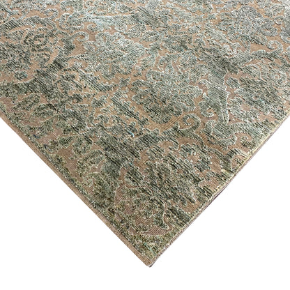 Camel Green Silk and Wool Transitional Handknotted Area Rug