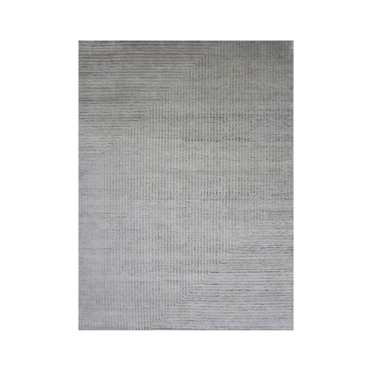 Grey and Silver Silk and Wool Modern Pattern Handknotted 9.2x12.2Ft 278x370Cms Area Rug