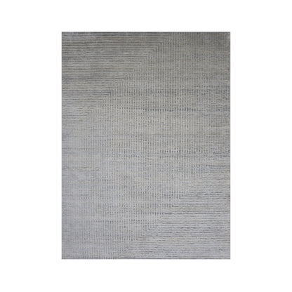Grey and Silver Silk and Wool Modern Pattern Handknotted 9.2x12.2Ft 278x370Cms Area Rug