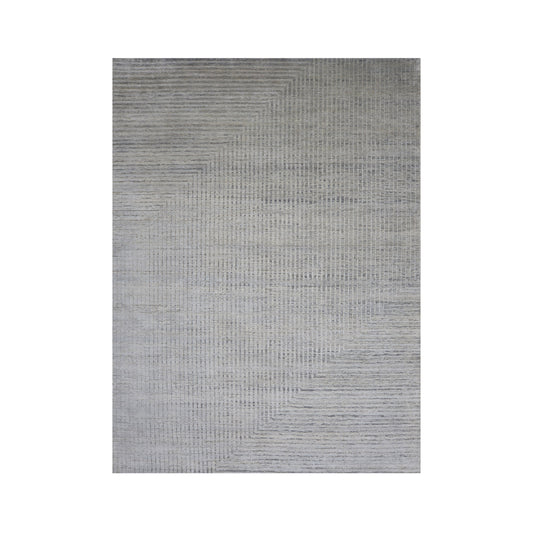 Grey and Silver Silk and Wool Modern Pattern Handknotted 9.2x12.2Ft 278x370Cms Area Rug