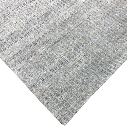 Grey and Silver Silk and Wool Modern Pattern Handknotted Area Rug