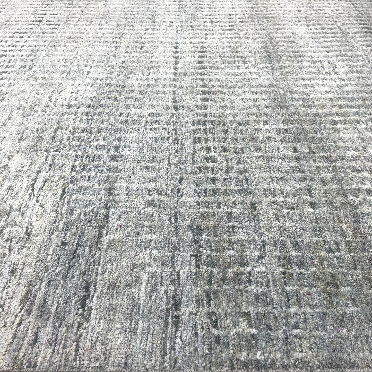 Grey and Silver Silk and Wool Modern Pattern Handknotted 9.2x12.2Ft 278x370Cms Area Rug