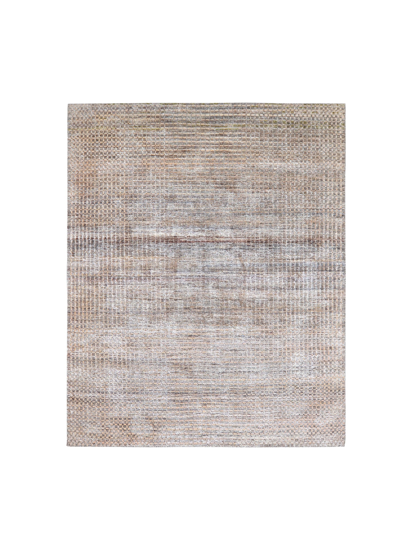 Brown Silver, Silk Wool Oxidized Modern Handknotted 7.11x9.10Ft 240x299Cms Area Rug