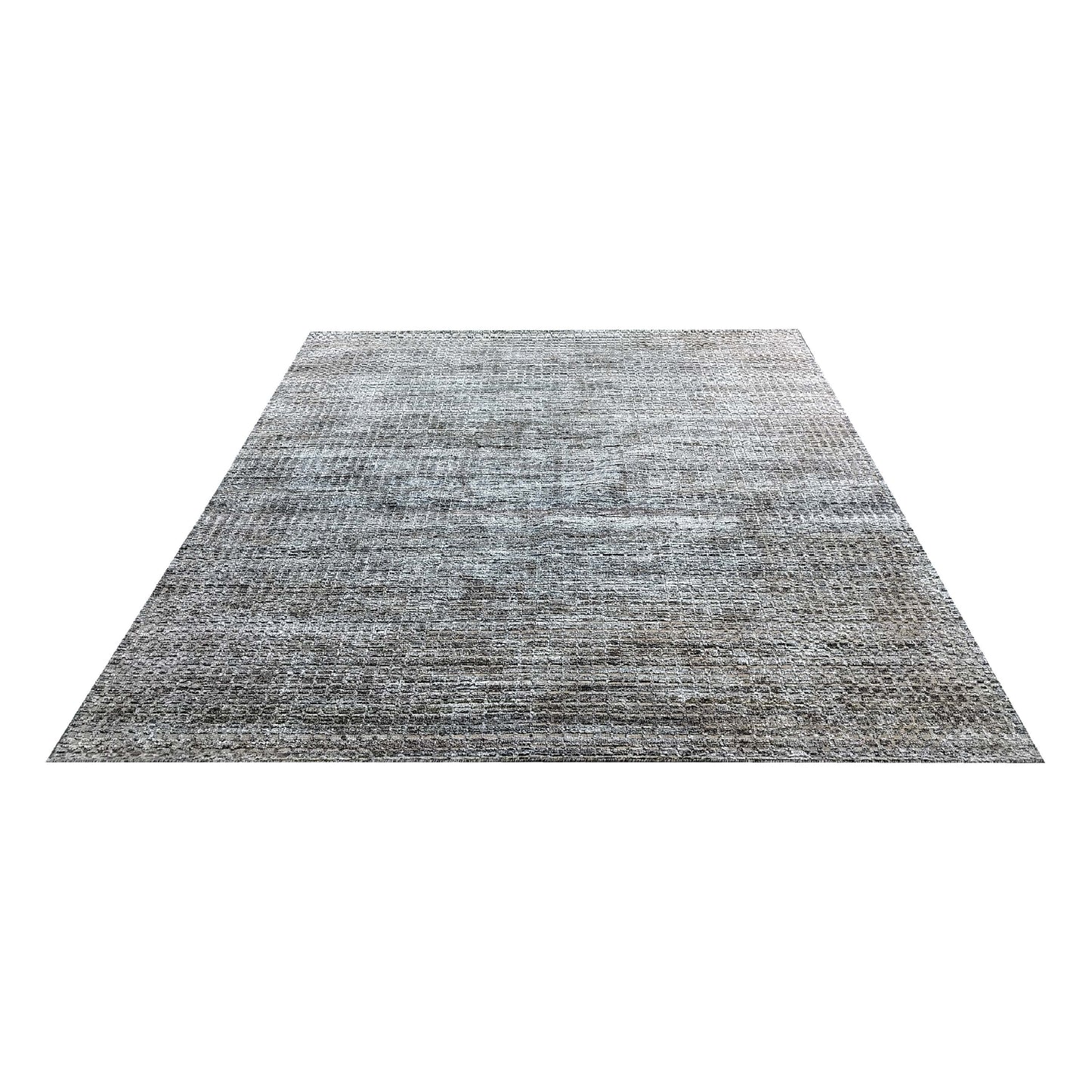 Brown Silver, Silk Wool Oxidized Modern Handknotted 7.11x9.10Ft 240x299Cms Area Rug
