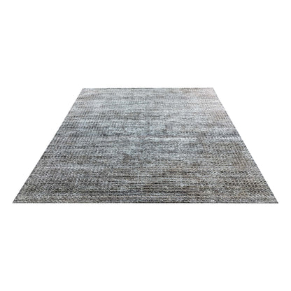 Brown Silver, Silk Wool Oxidized Modern Handknotted 7.11x9.10Ft 240x299Cms Area Rug