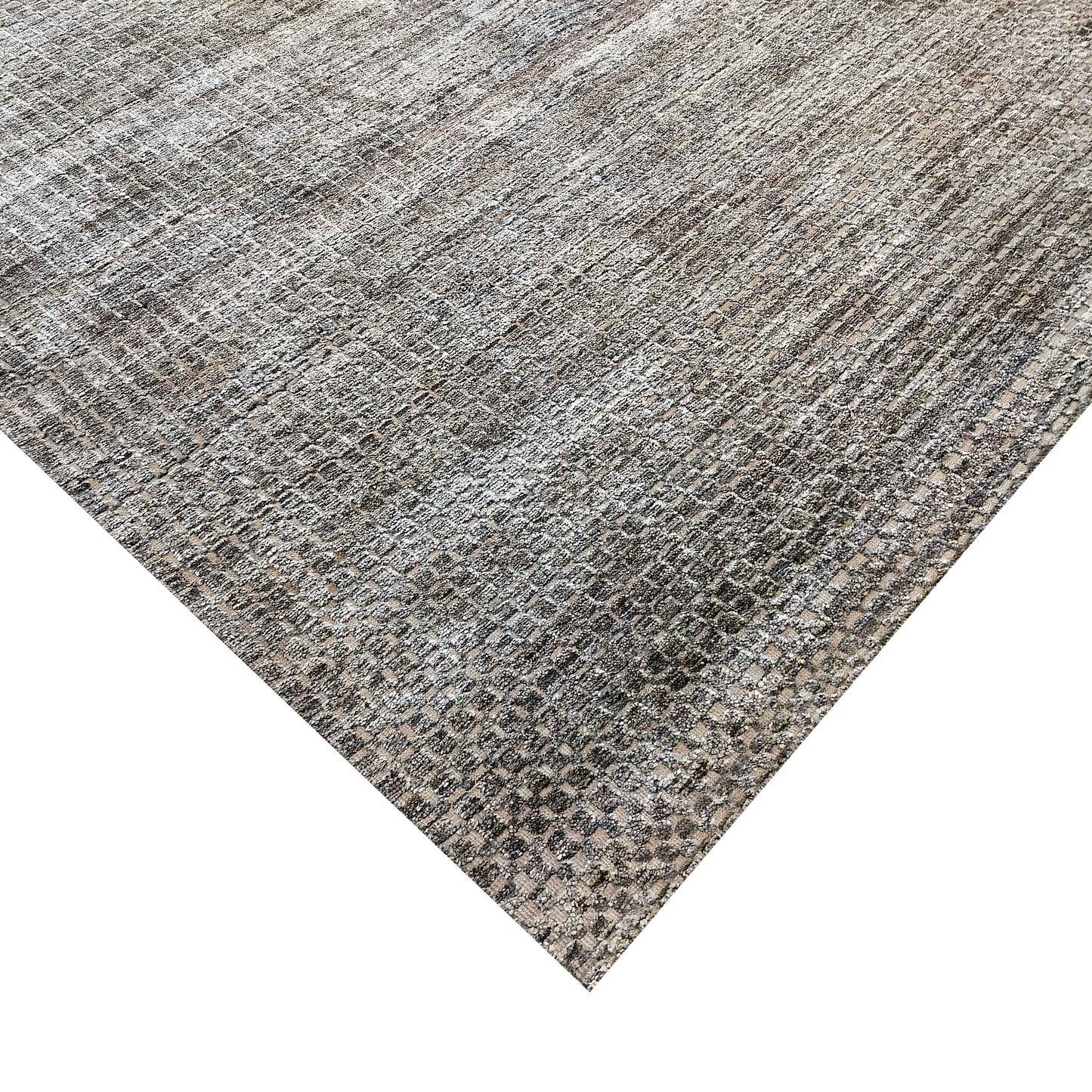 Brown Silver, Silk Wool Oxidized Modern Handknotted 7.11x9.10Ft 240x299Cms Area Rug