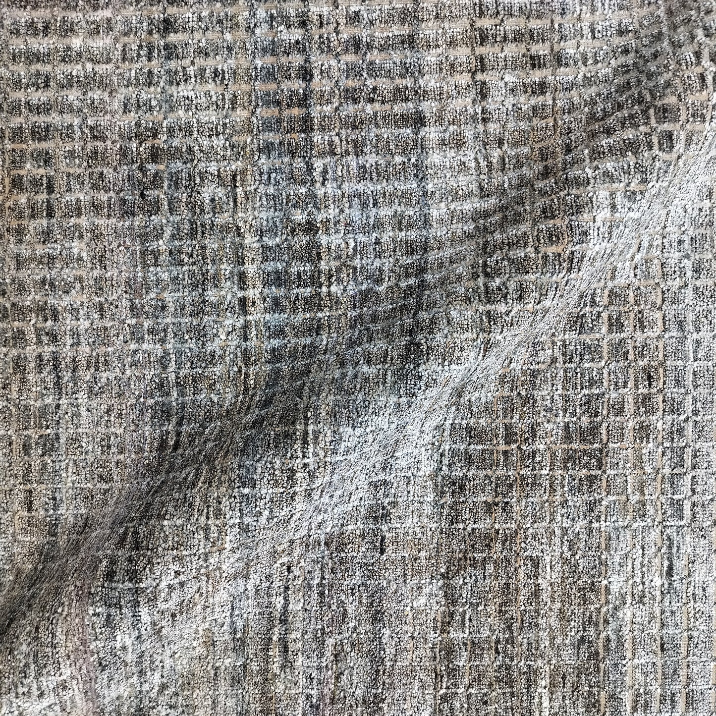 Brown Silver, Silk Wool Oxidized Modern Handknotted 7.11x9.10Ft 240x299Cms Area Rug