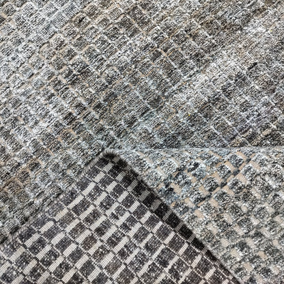 Brown Silver, Silk Wool Oxidized Modern Handknotted 7.11x9.10Ft 240x299Cms Area Rug