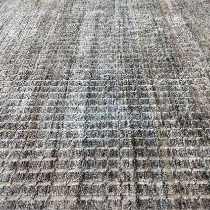 Brown Silver, Silk Wool Oxidized Modern Handknotted 7.11x9.10Ft 240x299Cms Area Rug