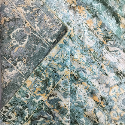 Green, Gold and Ivory Pure Silk Transitional Persian Handknotted 9.1x12.2ft 278x370Cms Area Rug