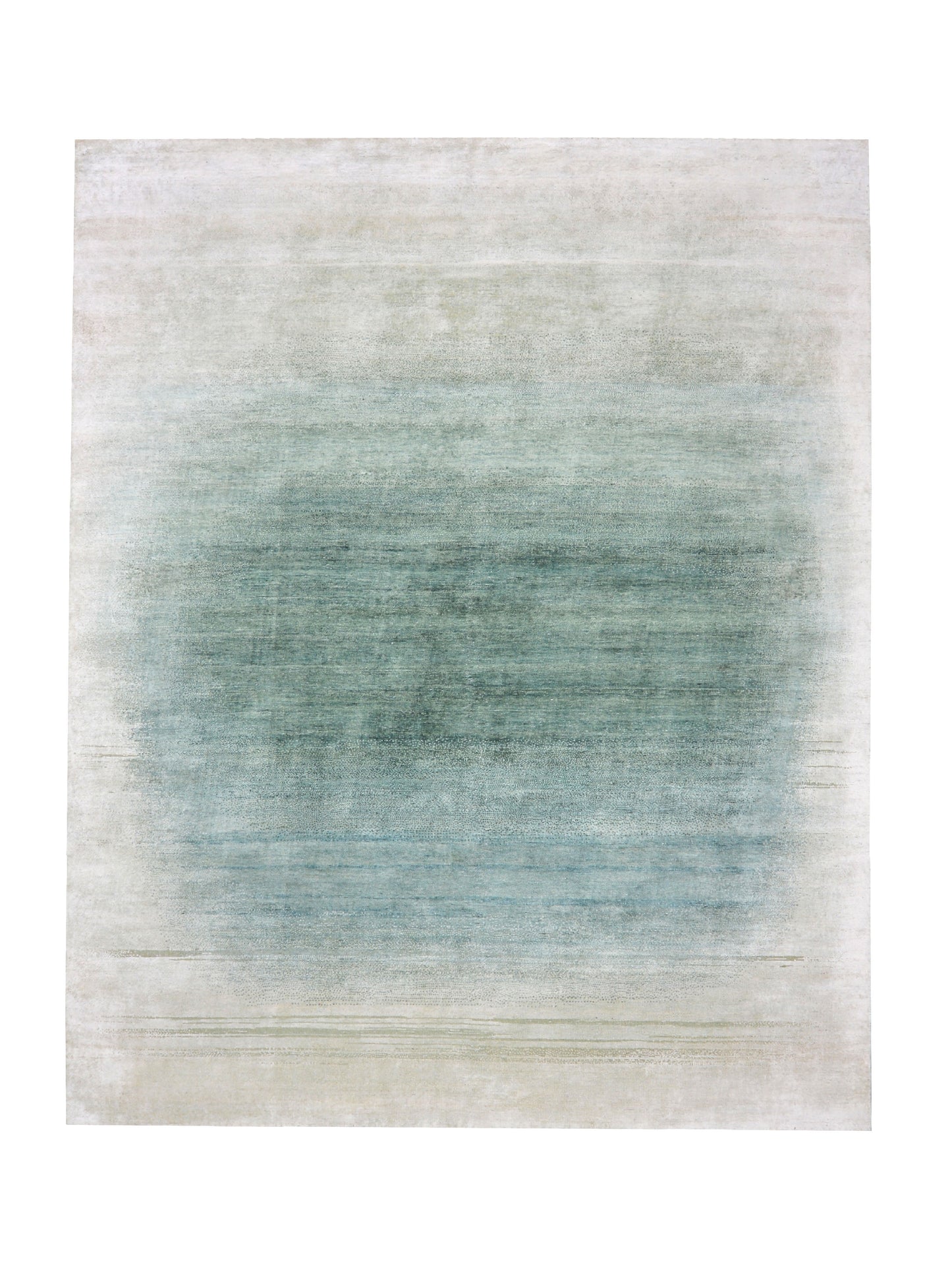Green Ivory, Blended Silk Wool Oxidized Modern Ombre Handknotted 8.0X9.10Ft 244x298Cms Area Rug
